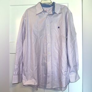 Brooks Brothers 346 non-iron supima cotton lavender & white striped shirt XL